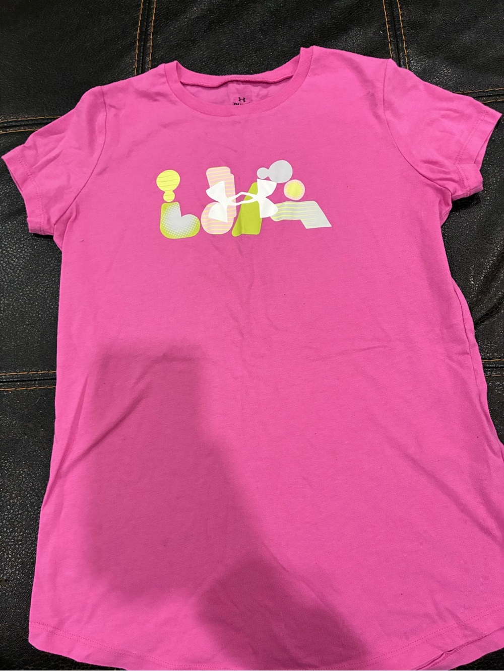 Under Armour Girls Hot Pink Short Sleeve Logo Tee